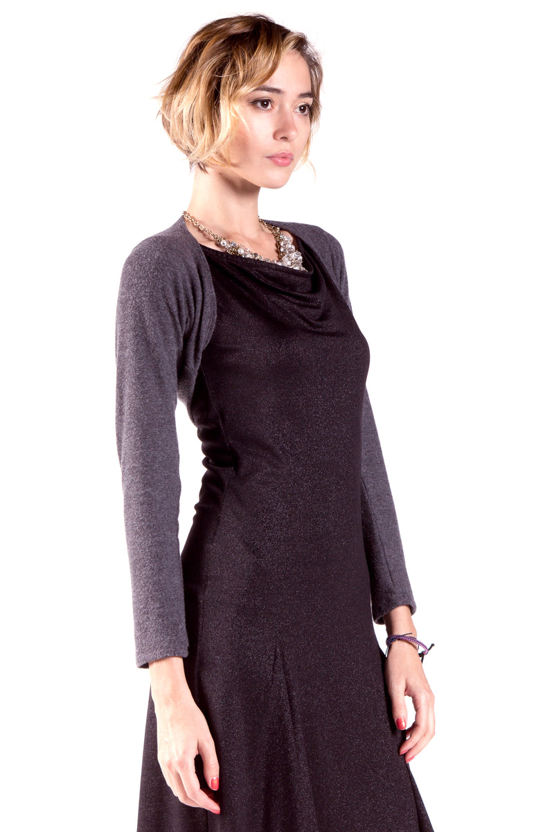 Super soft and lightweight cashmere feel jersey bolero sweater shrug.